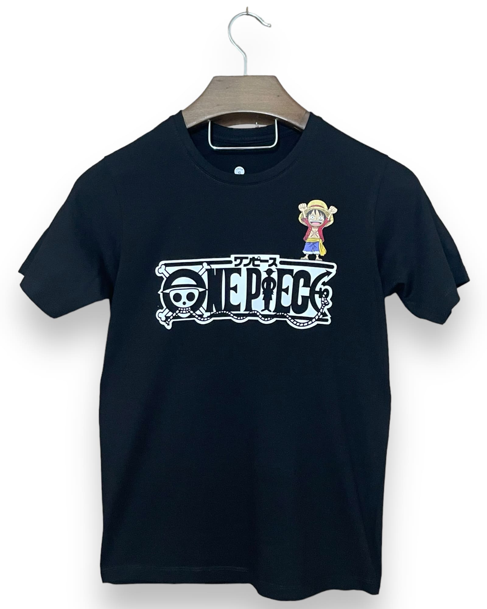 Camiseta Hombre One Piece Logo con Monkey D. Luffy Negra