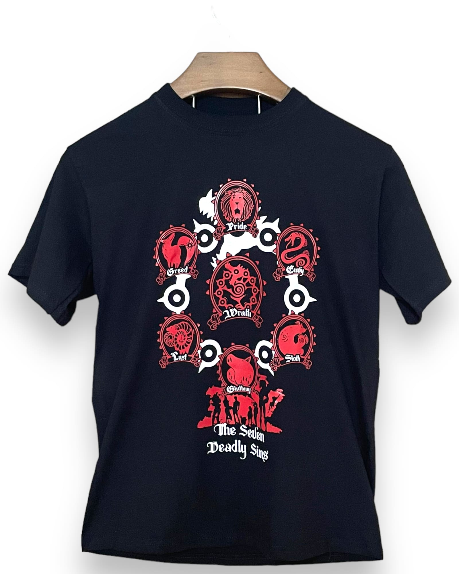 Camiseta Hombre Siete Pecados Capitales Simbolos de los Pecados Negra