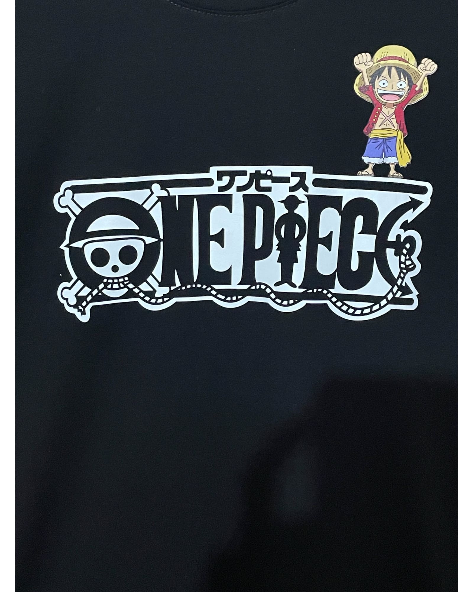 Camiseta Hombre One Piece Logo con Monkey D. Luffy Negra