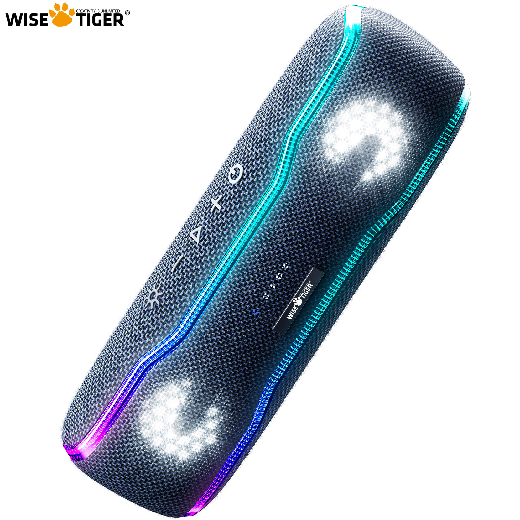 WISETIGER Alto-falante Bluetooth ao ar livre IPX7 à prova d'água 25W BT5.3 Alto-falante estéreo Surround com luzes de EQ pulsantes legais WISETIGER Alto-falante Bluetooth ao ar livre IPX7 à prova d'água 25W BT5.3 Alto-falante estéreo Surround com lu