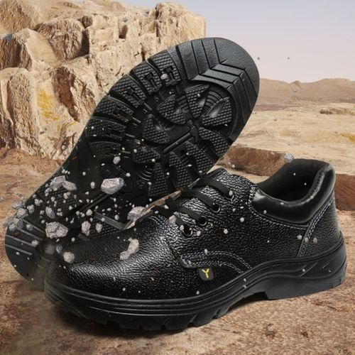 Calçados de segurança masculinos KANGERDUN com biqueira de aço anti-esmagamento e antifuro - Preto