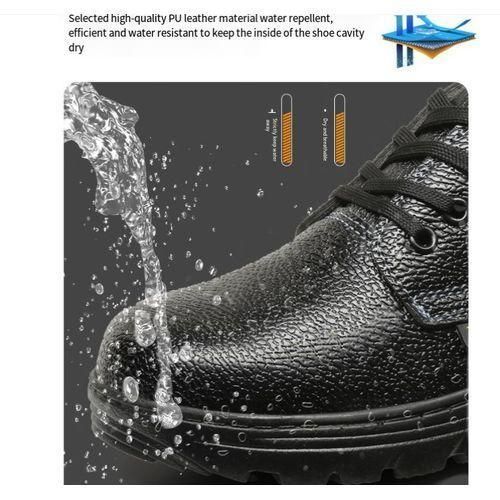 Calçados de segurança masculinos KANGERDUN com biqueira de aço anti-esmagamento e antifuro - Preto