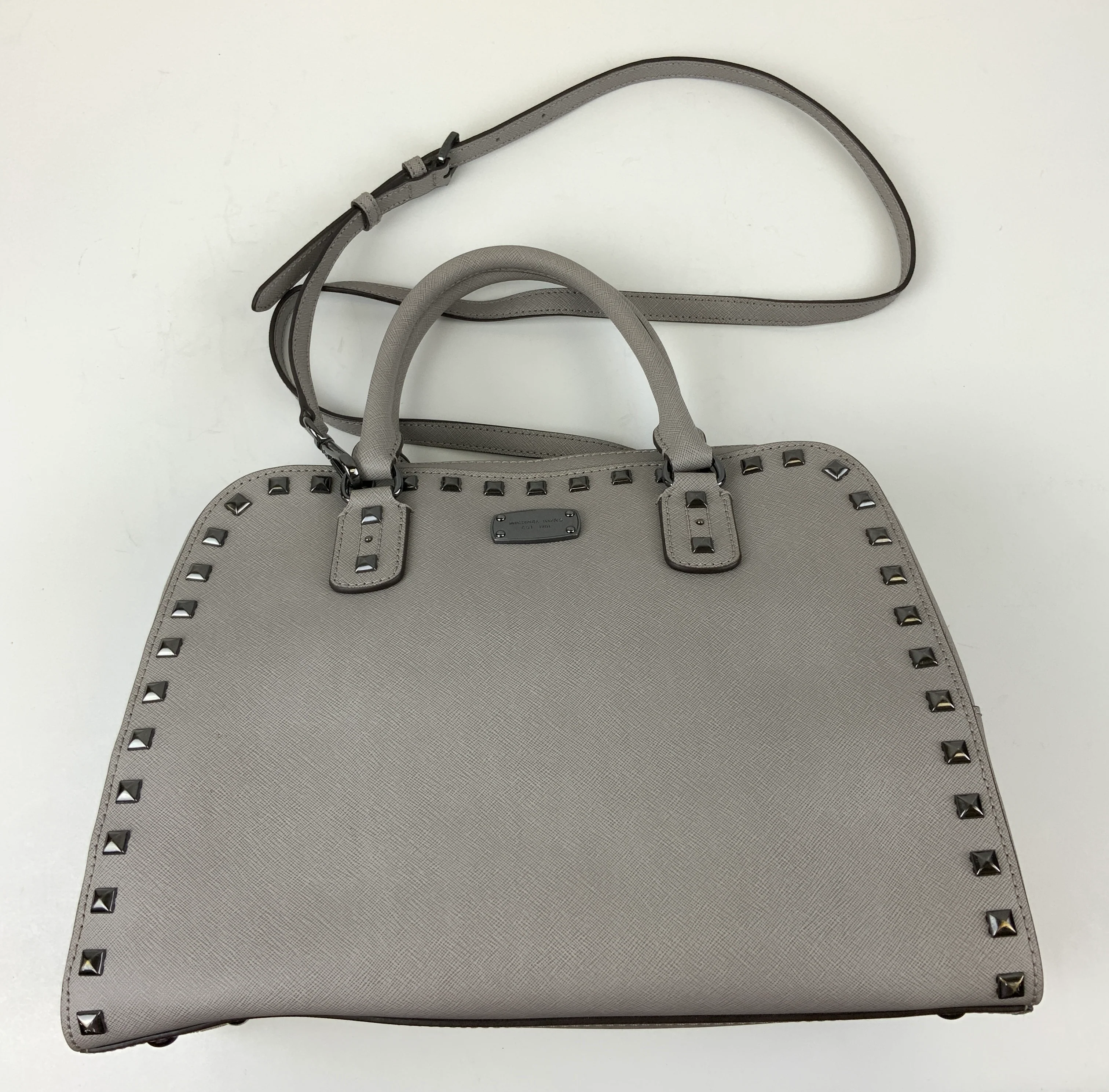 Chic Riveted Gray Handbag
