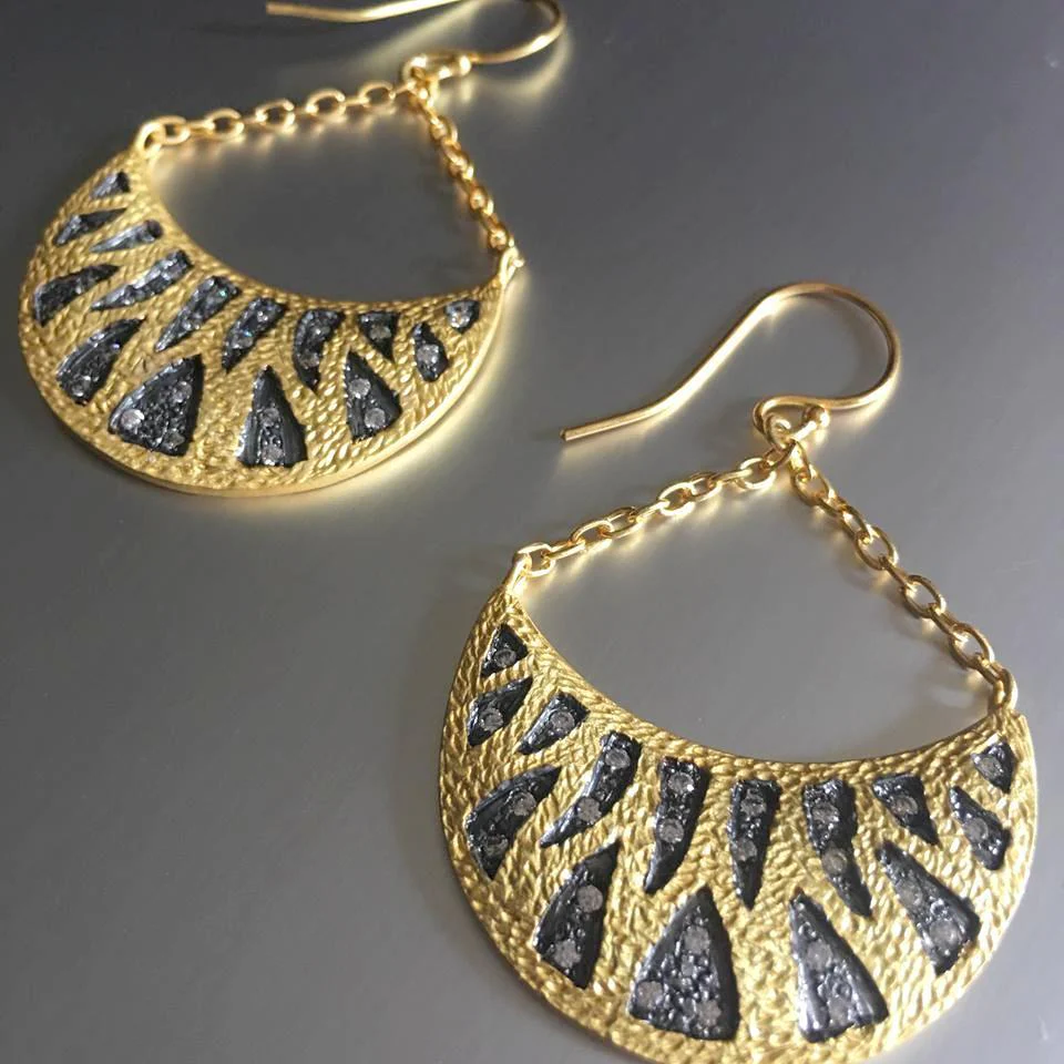 Textured Crescent Drop Earrings