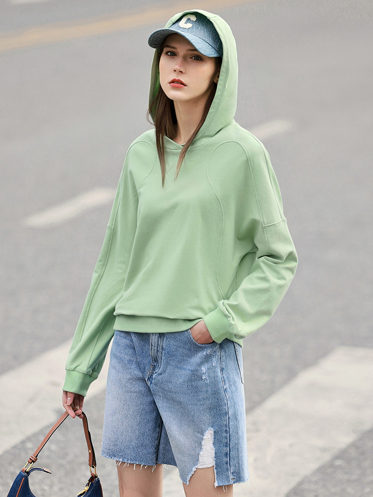 测试多规格色卡 Amii Minimalism Sweatshirt Women Spring Hooded Clothes Solid Loose Hoodies 100% Cotton Casual Pullover Female Tops 12240199