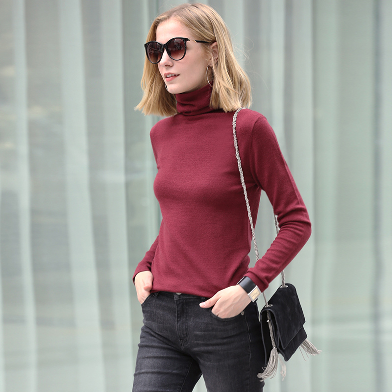 AMII Minimalism Autumn Winter Women's Sweater Causal Solid Basic Turtleneck Sweaters For Women Women's sweater Tops 12020216