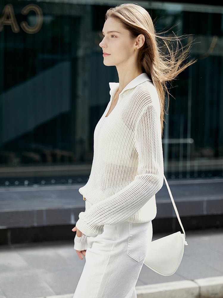 Amii Minimalism Spring Sweater For Women Fashion Hollow Clothing Ladies Knitted Tops Women's Pullover Female Tops 12240410