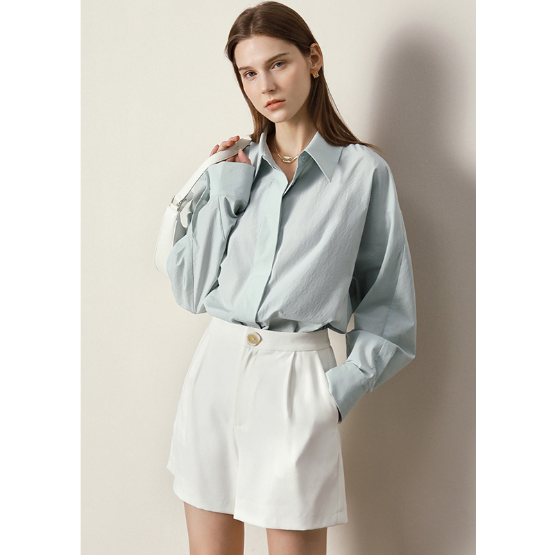 tax weight Amii Minimalism Women Shirts Office Lady Blouse For Women Loose Solid Elegant Blusas Ladies Clothing Casual Female Tops 12230012