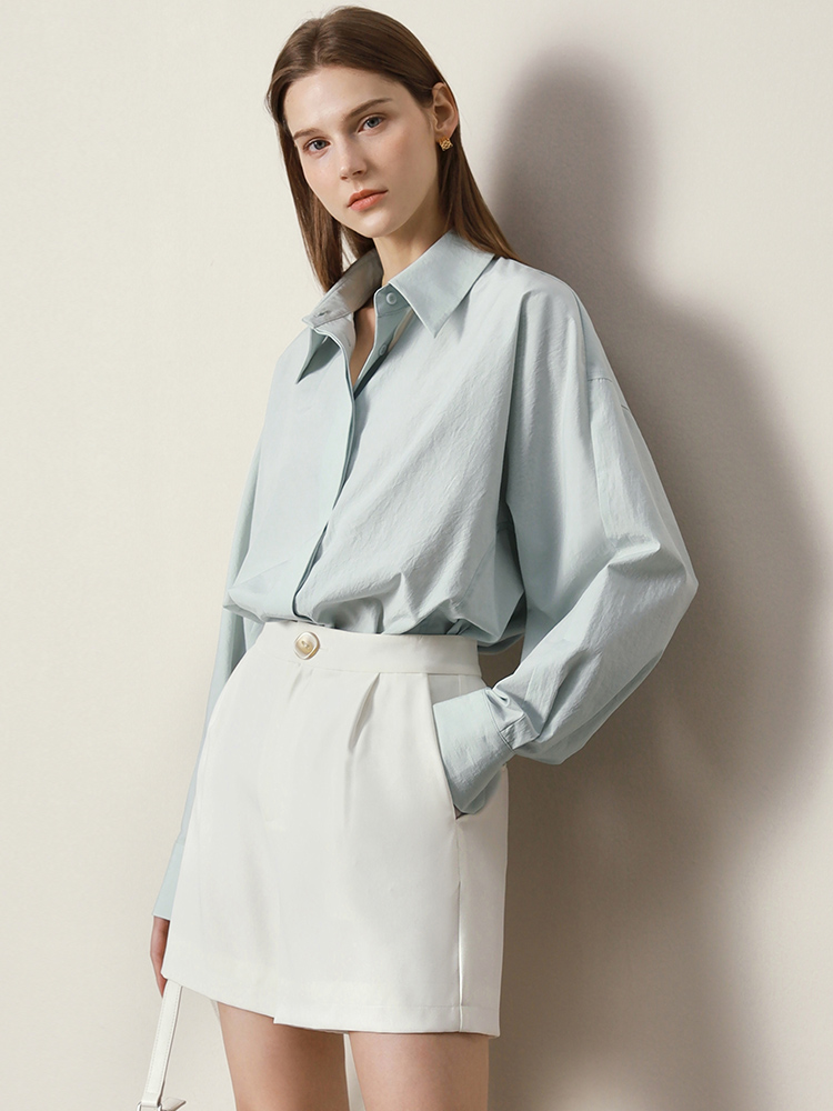 tax weight Amii Minimalism Women Shirts Office Lady Blouse For Women Loose Solid Elegant Blusas Ladies Clothing Casual Female Tops 12230012