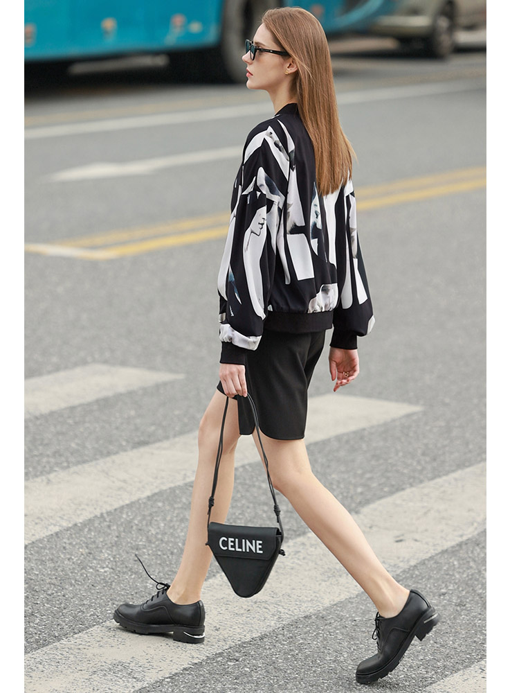 修改weight Amii Minimalism Spring Women Jacket Casual Printed Short Jackets Loose Zipper Streetwear Coats Ladies Female Outerwear 12240073