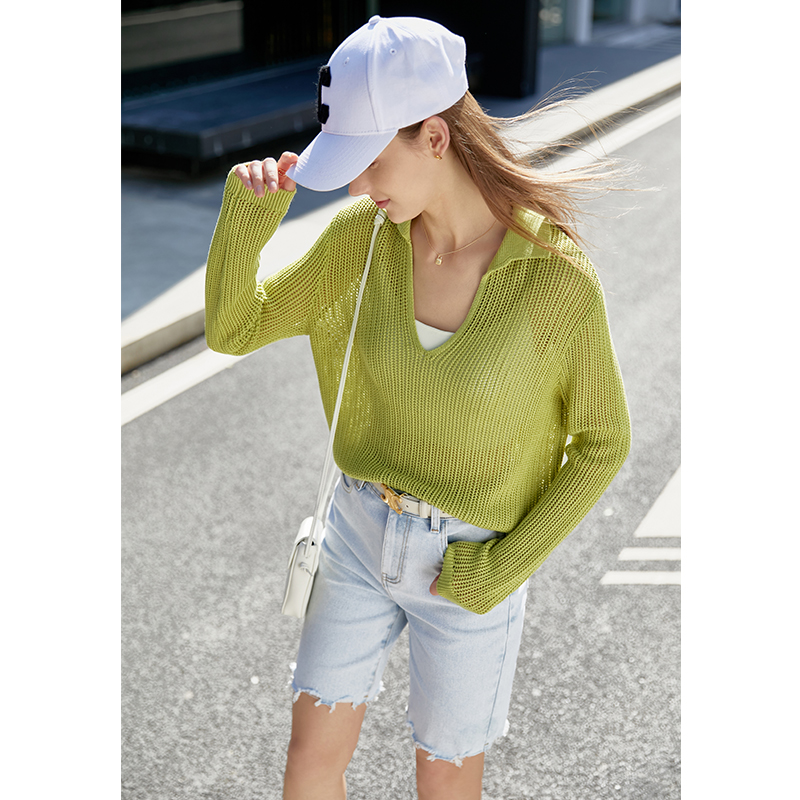 Amii Minimalism Spring Sweater For Women Fashion Hollow Clothing Ladies Knitted Tops Women's Pullover Female Tops 12240410