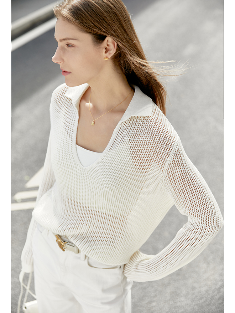 Amii Minimalism Spring Sweater For Women Fashion Hollow Clothing Ladies Knitted Tops Women's Pullover Female Tops 12240410