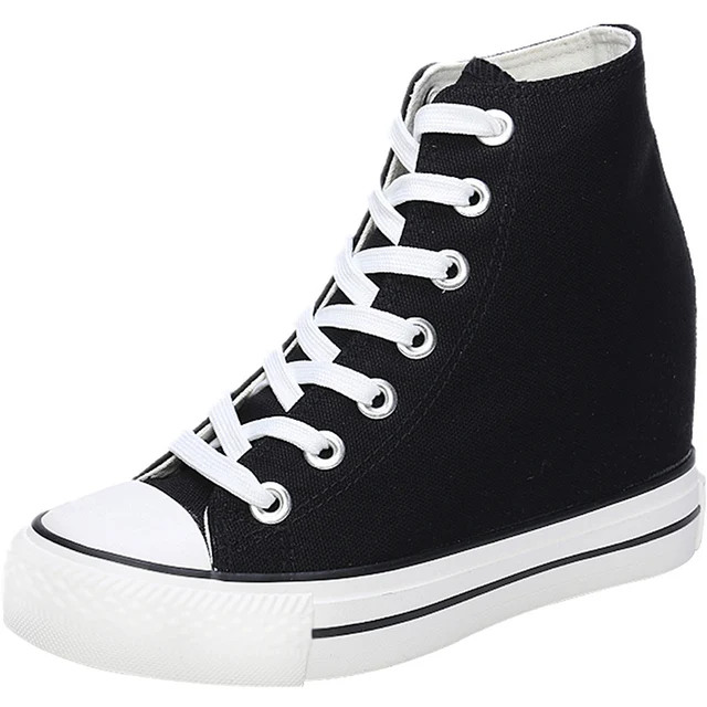 Platform Concealed Wedge Shoes Canvas Wedges Sneaker High Top Women's Shoes Platform Shoes Casual Women Shoes 34-39