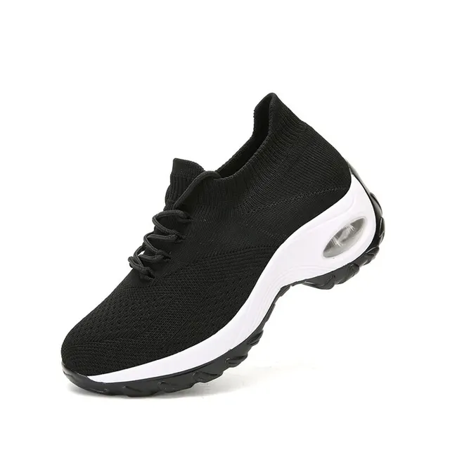 Women Casual Walking Shoes Air Cushion Chunky Sneaker Platform Height Increasing Breathable Slip On Loafers LadyTrainers